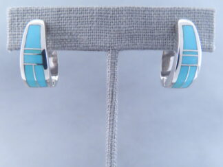 Turquoise Inlay Earrings (Huggies)