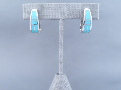 Turquoise Inlay Earrings (Huggies)