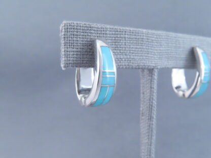 Turquoise Inlay Earrings (Huggies)