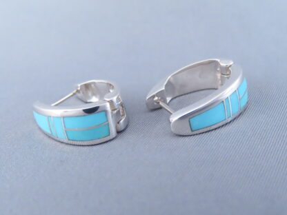 Turquoise Inlay Earrings (Huggies)