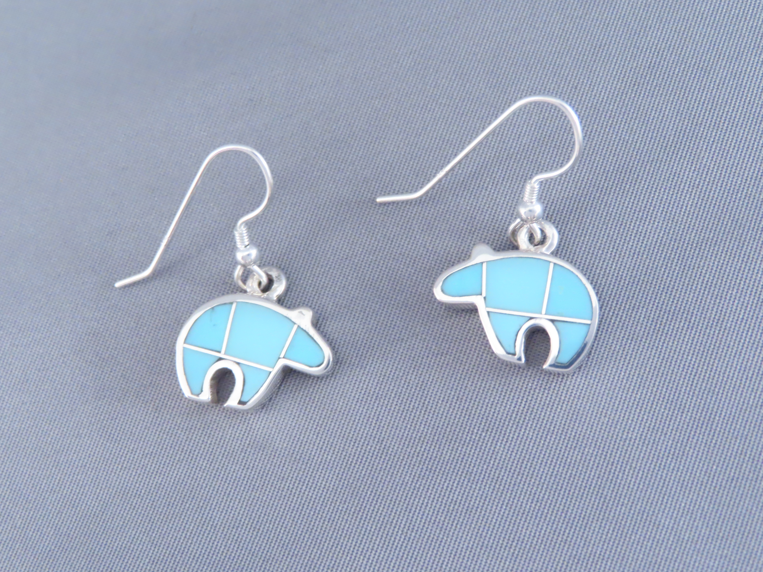 Turquoise Inlay Earrings (Bears)
