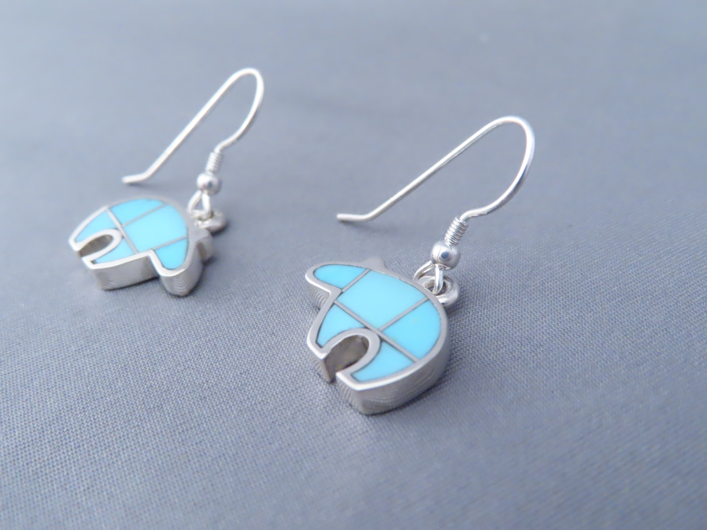 Turquoise Inlay Earrings (Bears)