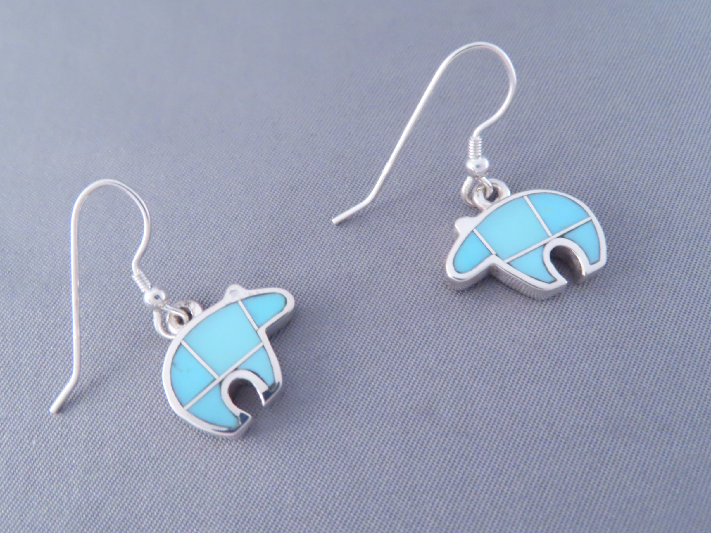 Turquoise Inlay Earrings (Bears)