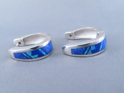Lapis & Opal Inlay Earrings (Smaller ‘Huggies’)