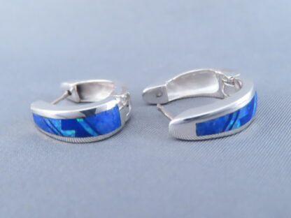 Lapis & Opal Inlay Earrings (Smaller ‘Huggies’)