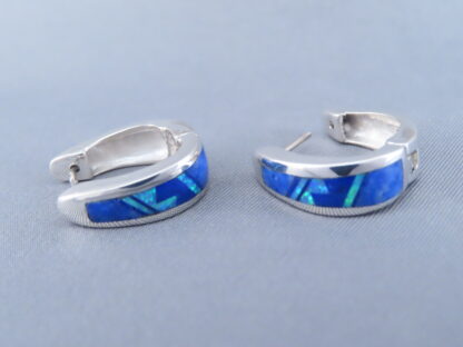 Lapis & Opal Inlay Earrings (Smaller ‘Huggies’)