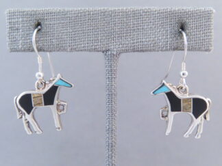 Horse Earrings with Multi-Stone & Turquoise Inlay