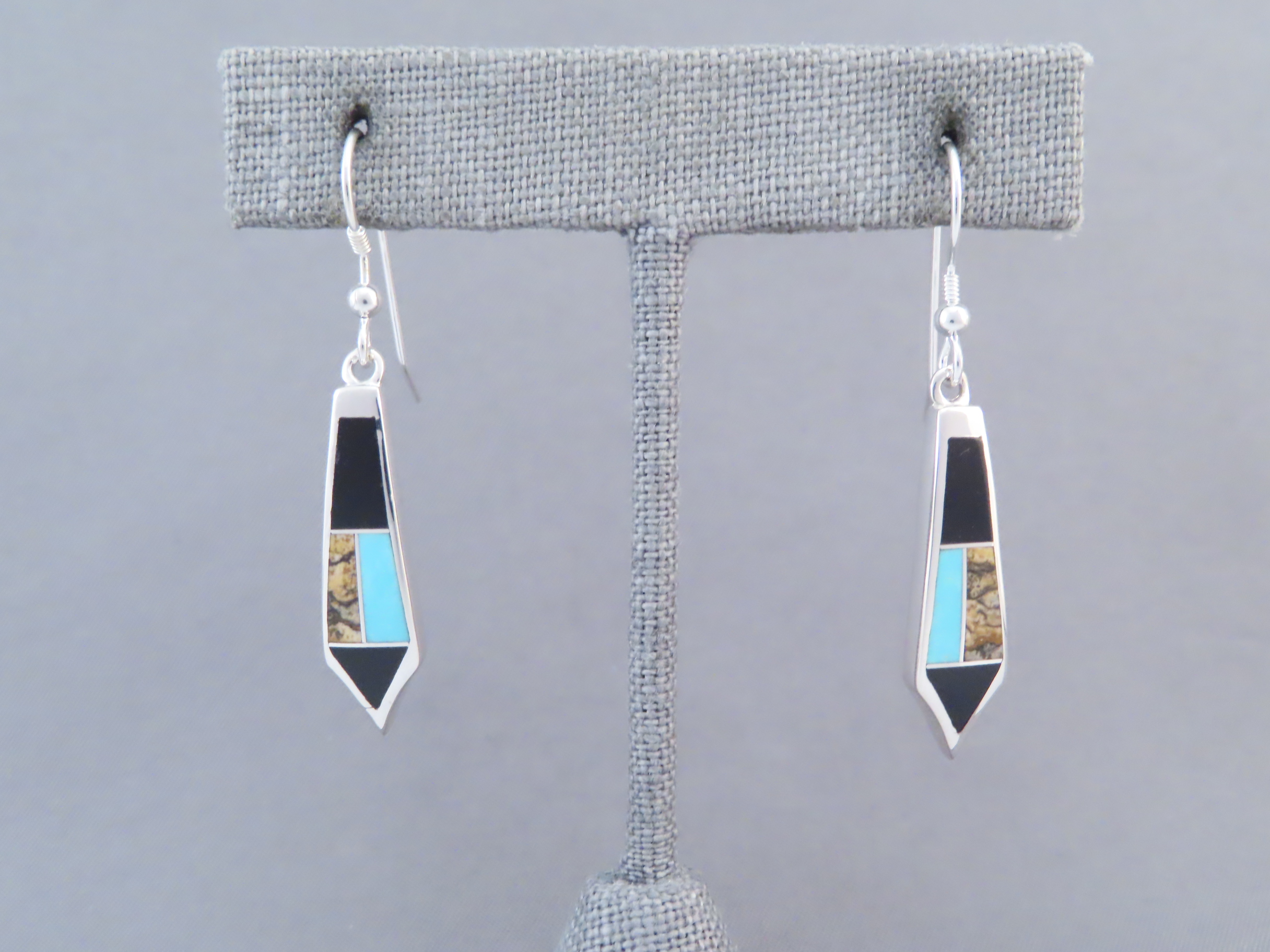 Multi-Stone Inlay Earrings featuring Turquoise