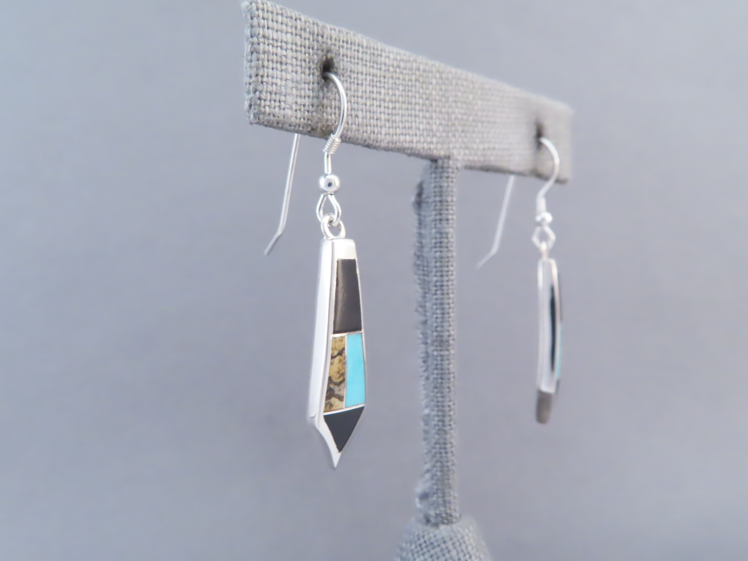 Multi-Stone Inlay Earrings featuring Turquoise