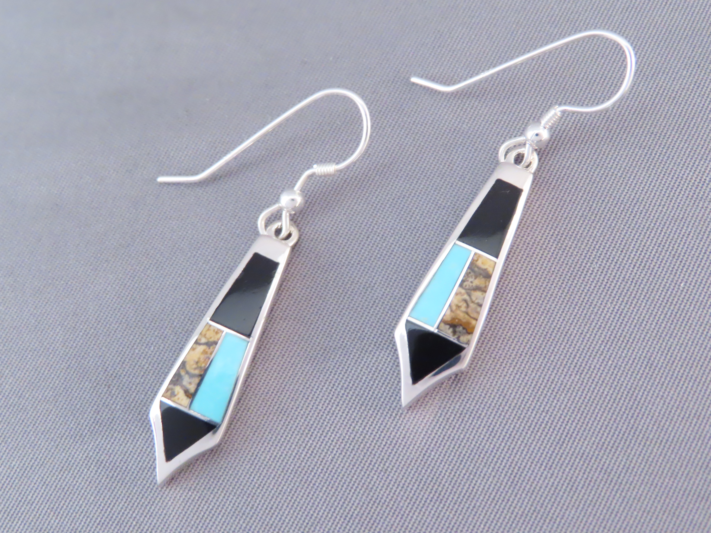 Multi-Stone Inlay Earrings featuring Turquoise