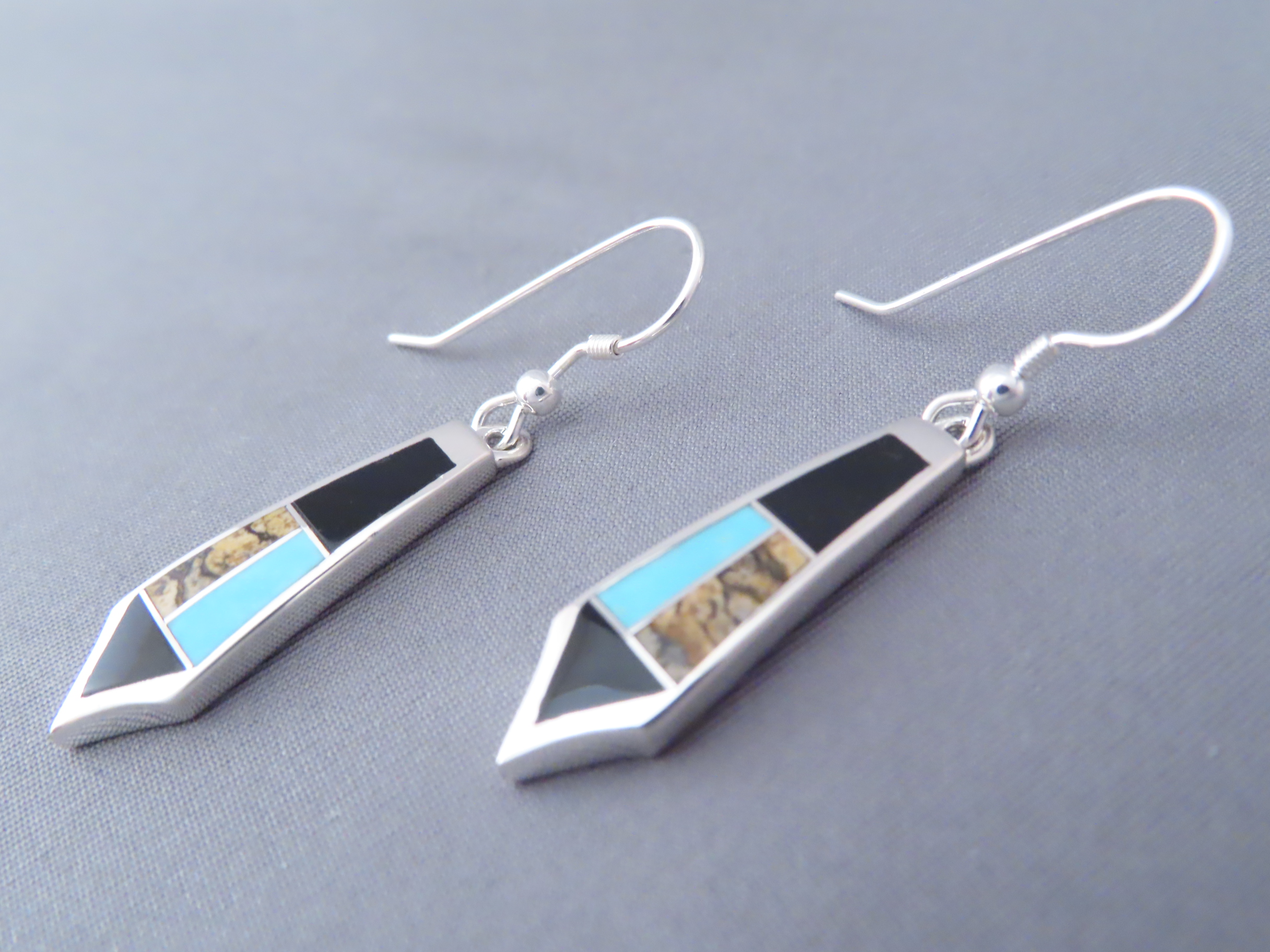 Multi-Stone Inlay Earrings featuring Turquoise