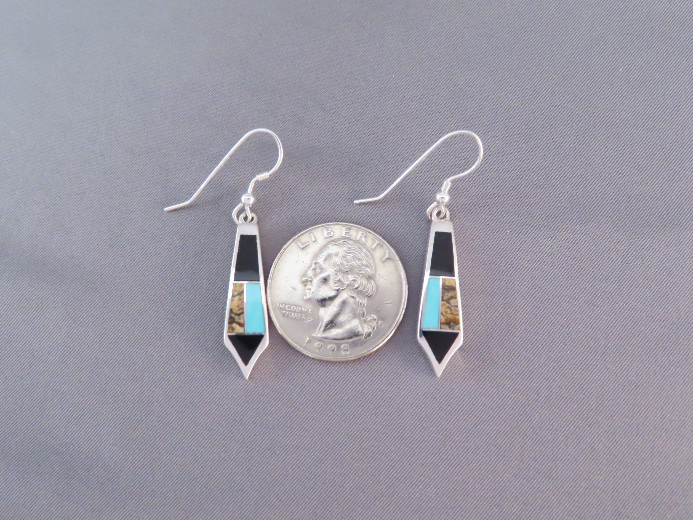 Multi-Stone Inlay Earrings featuring Turquoise