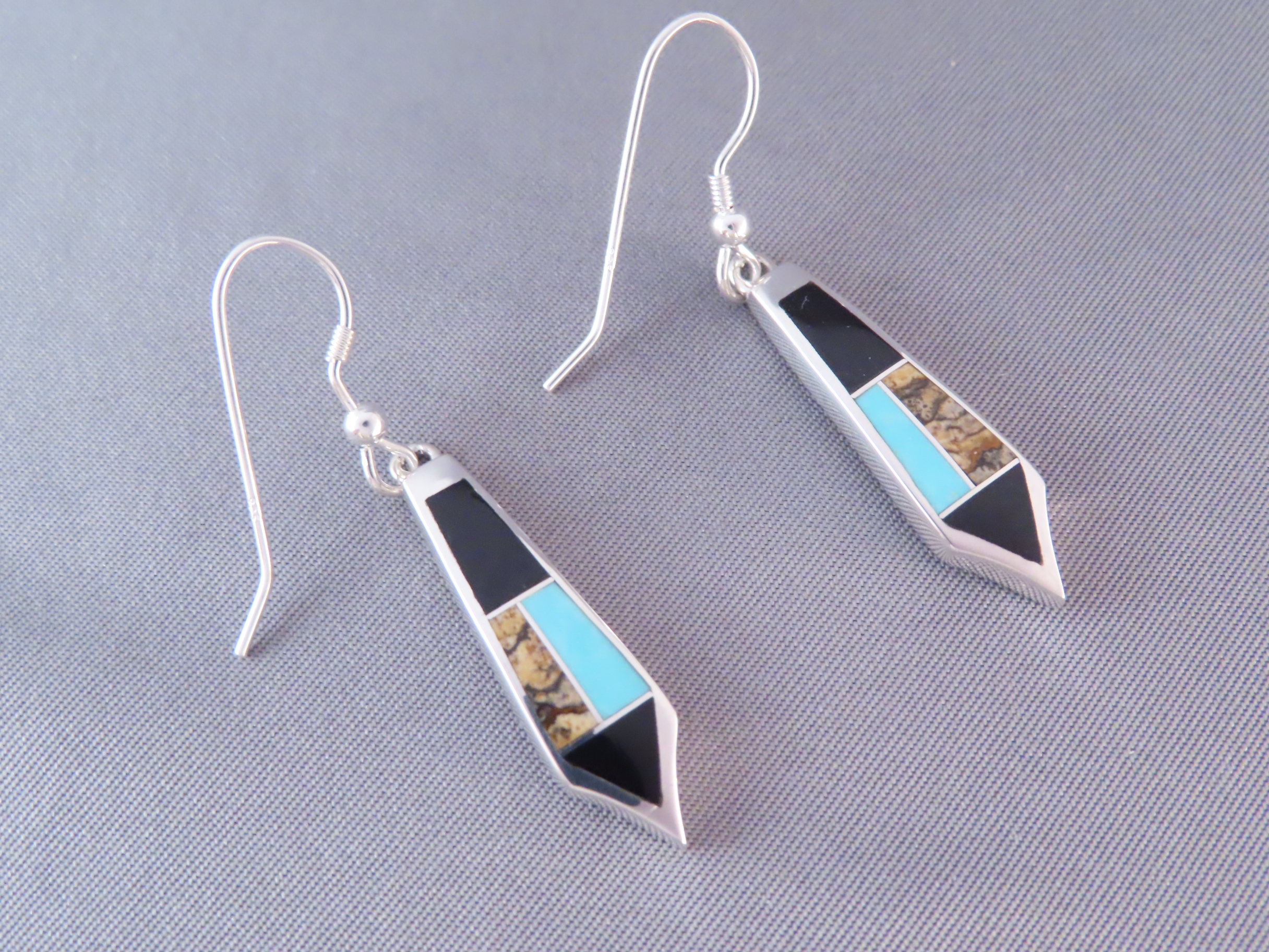 Multi-Stone Inlay Earrings featuring Turquoise