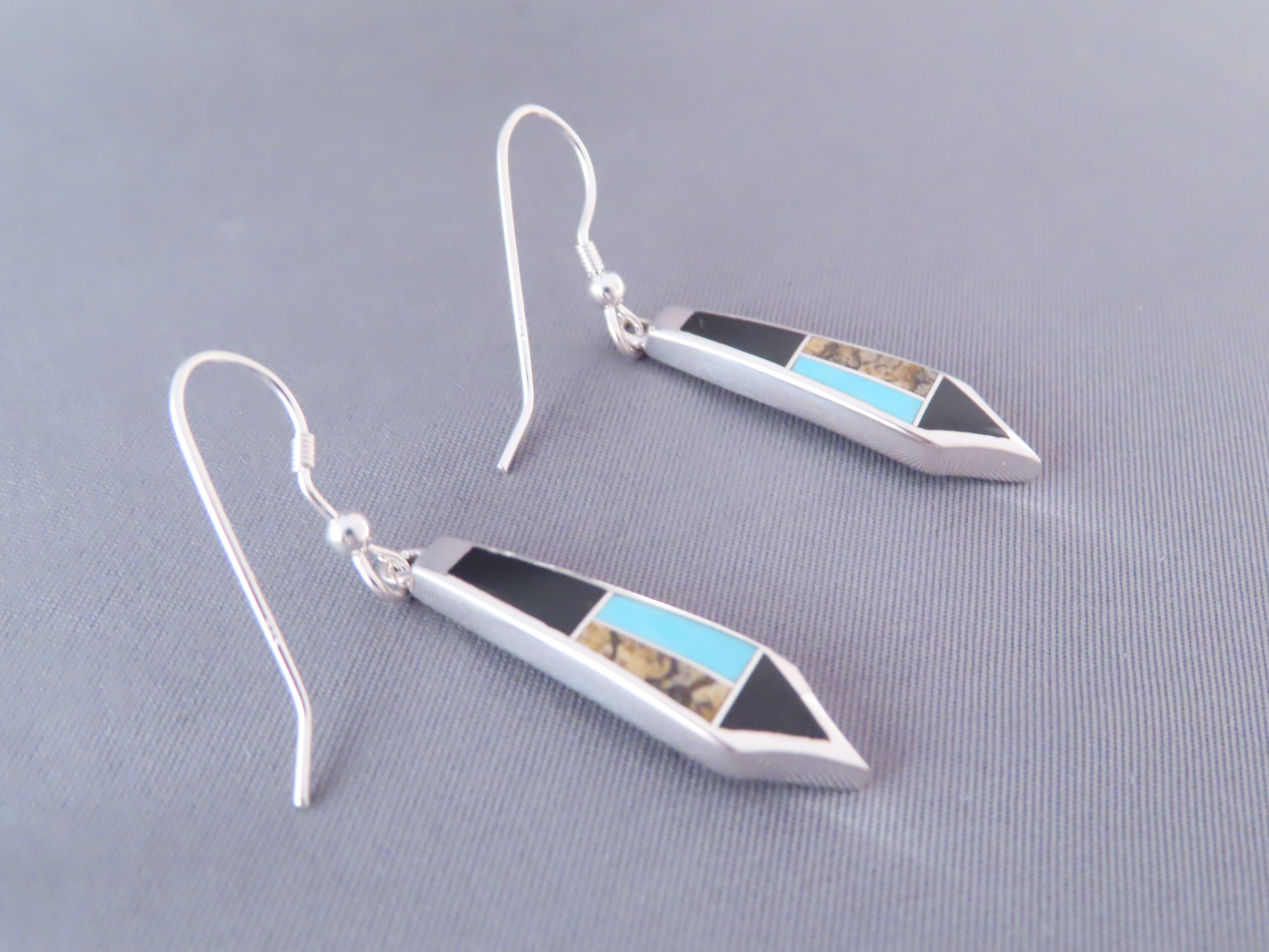 Multi-Stone Inlay Earrings featuring Turquoise