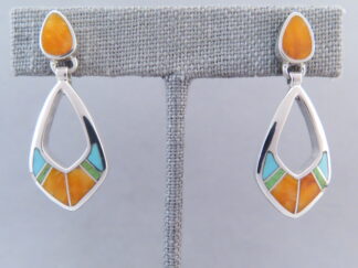 Colorful Multi-Stone Inlay Earrings (‘open-drops’)