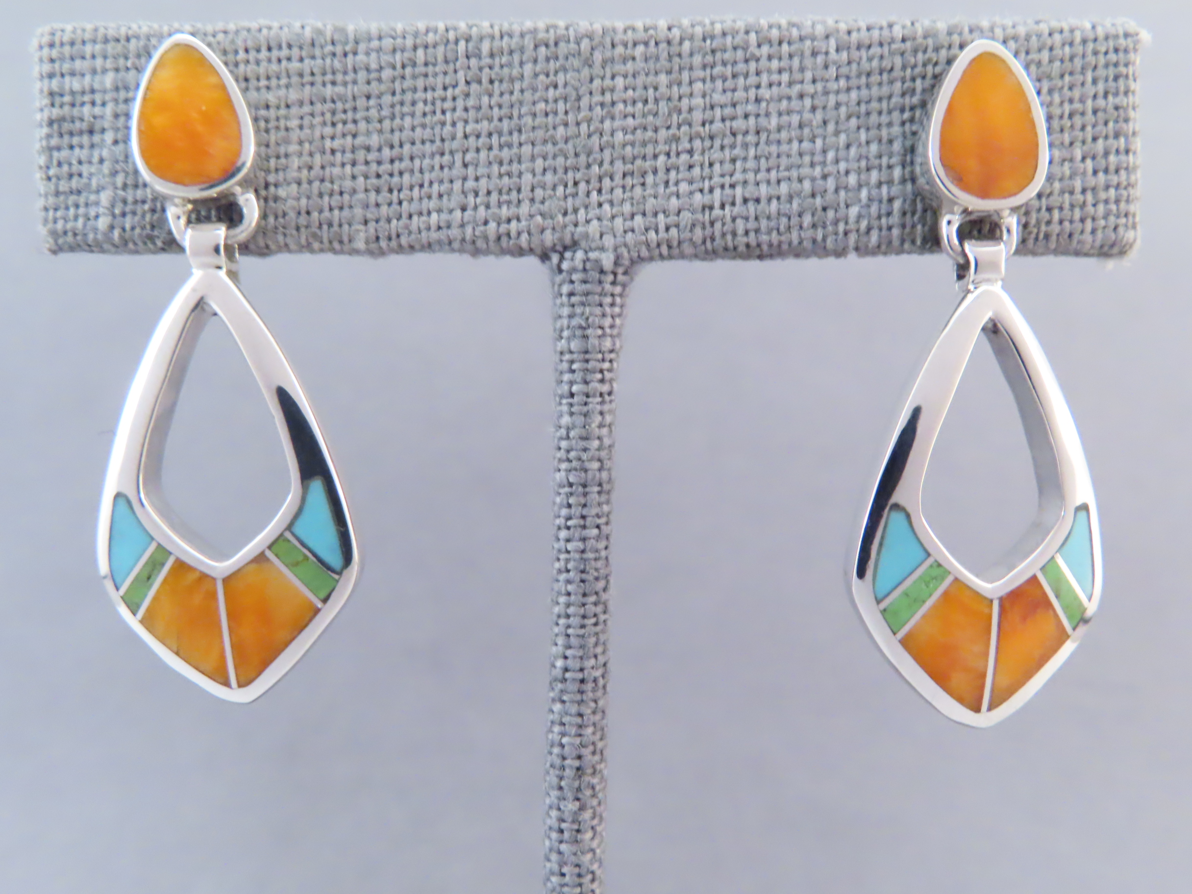 Colorful Multi-Stone Inlay Earrings (‘open-drops’)