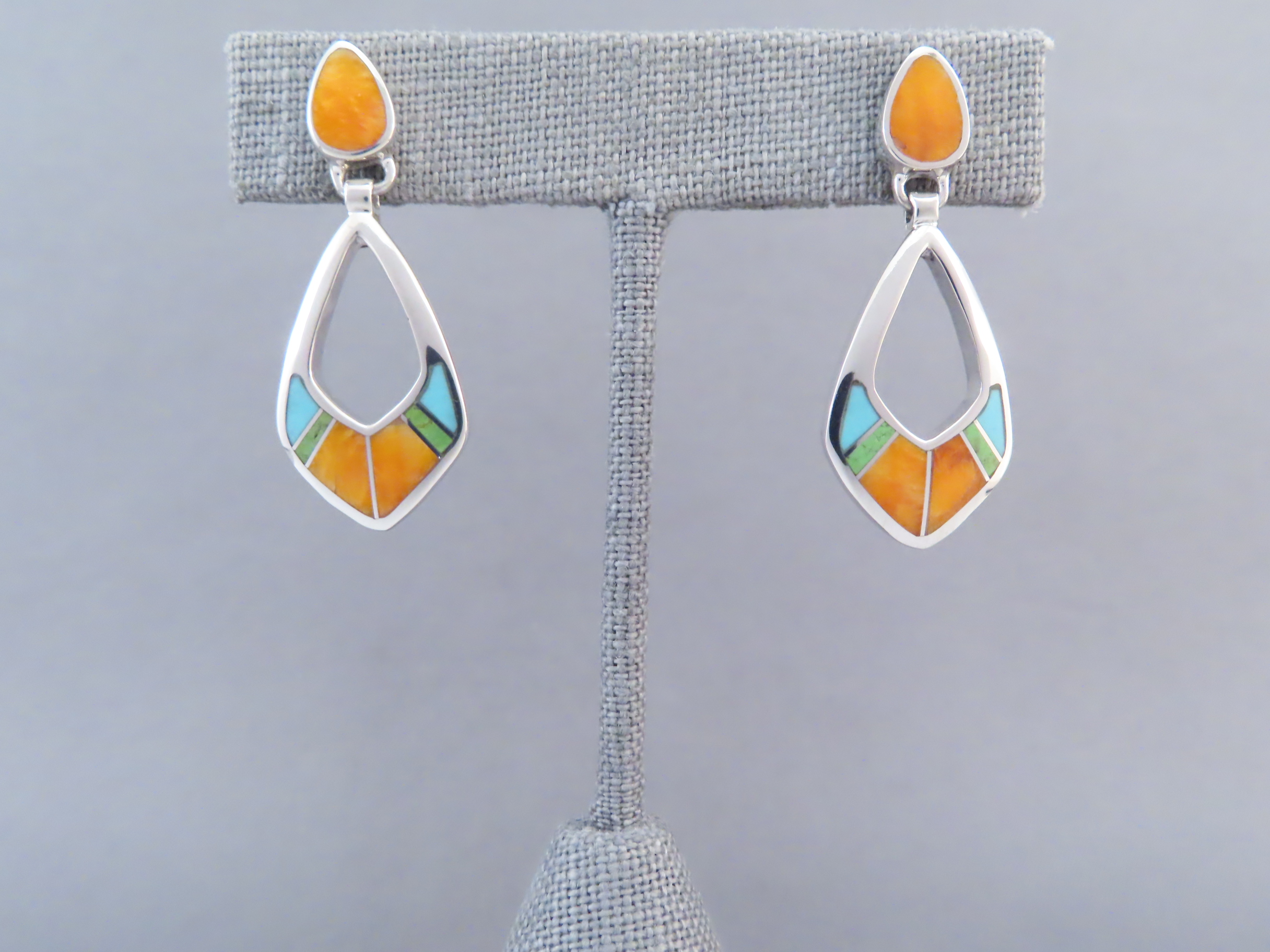Colorful Multi-Stone Inlay Earrings (‘open-drops’)