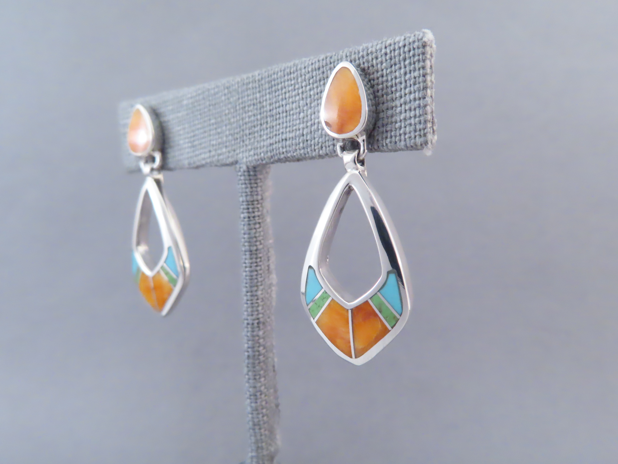 Colorful Multi-Stone Inlay Earrings (‘open-drops’)
