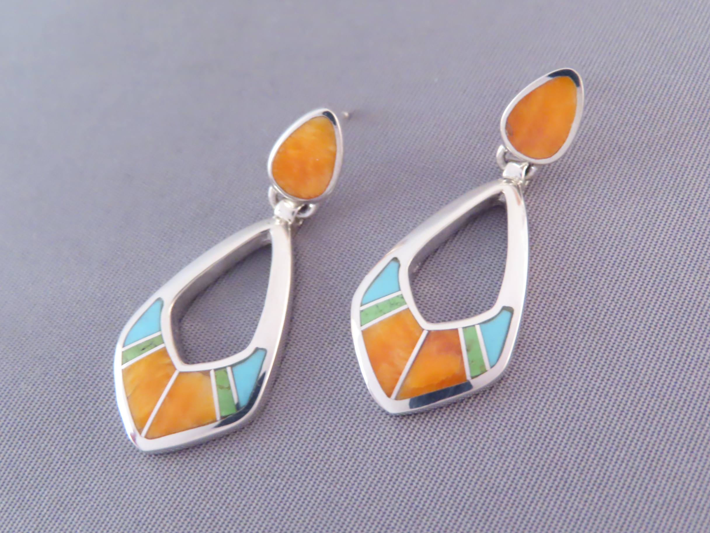 Colorful Multi-Stone Inlay Earrings (‘open-drops’)