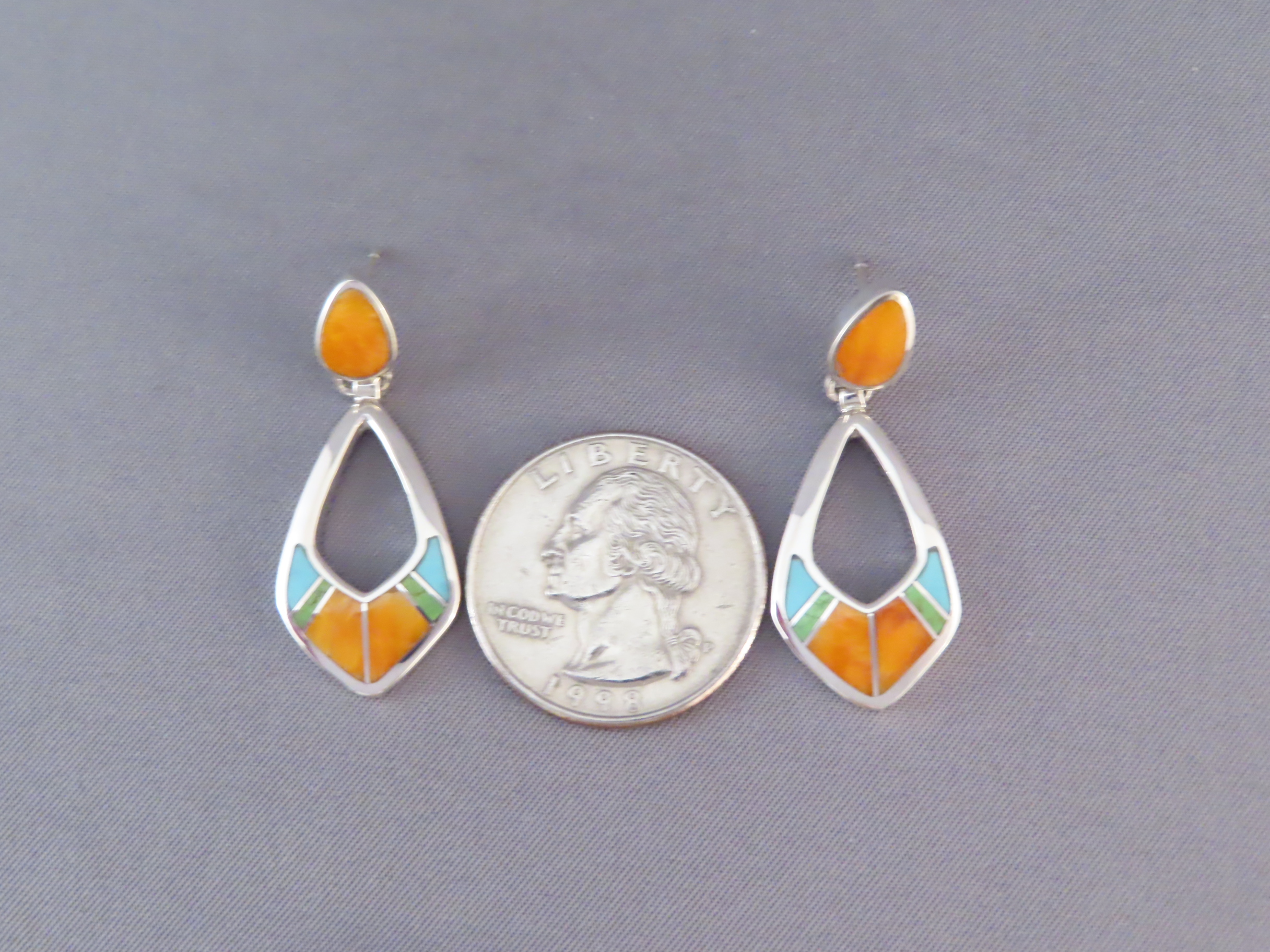 Colorful Multi-Stone Inlay Earrings (‘open-drops’)