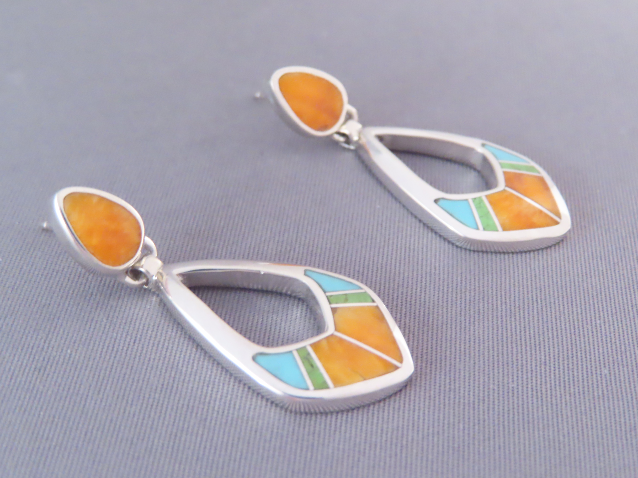 Colorful Multi-Stone Inlay Earrings (‘open-drops’)