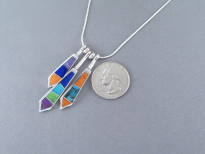 Detailed Multi-Stone Inlay Pendant Necklace