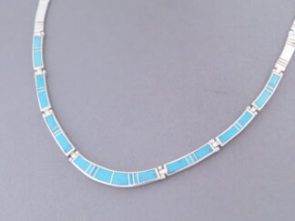 Turquoise Inlay Necklace in Sterling Silver