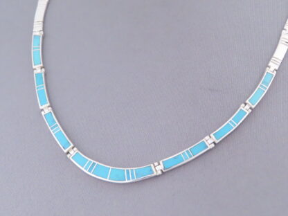 Turquoise Inlay Necklace in Sterling Silver