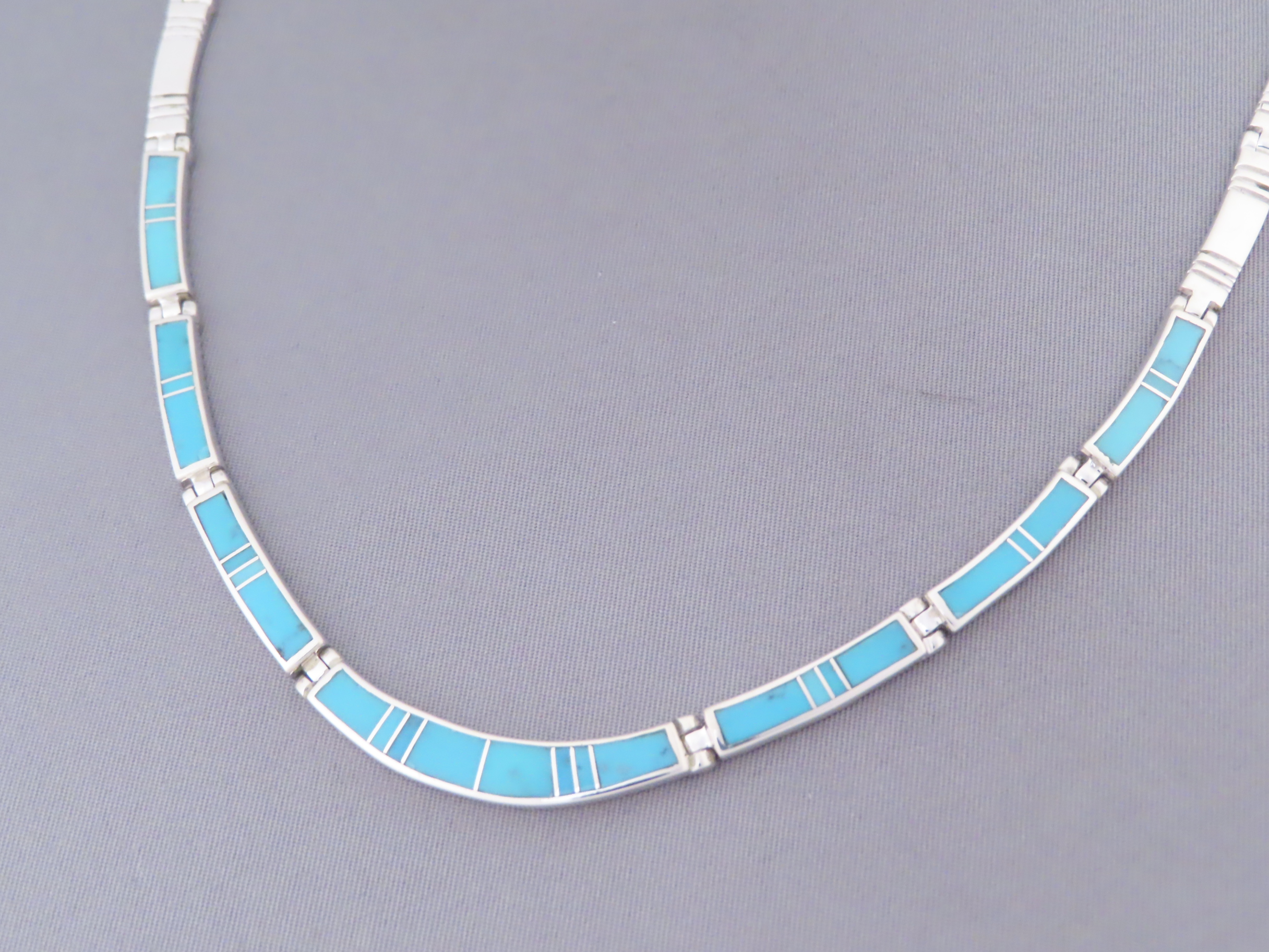 Turquoise Inlay Necklace in Sterling Silver