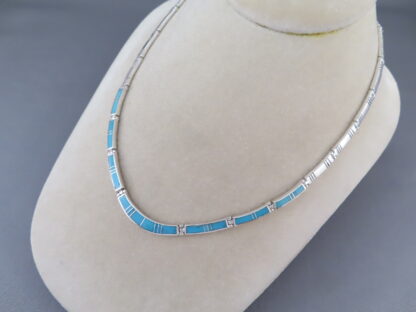 Turquoise Inlay Necklace in Sterling Silver