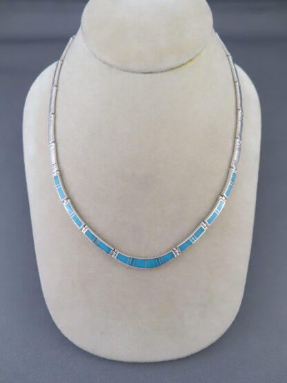 Turquoise Inlay Necklace in Sterling Silver