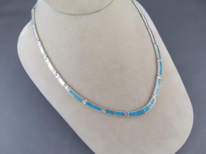 Turquoise Inlay Necklace in Sterling Silver