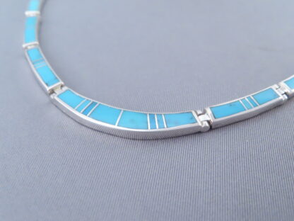 Turquoise Inlay Necklace in Sterling Silver