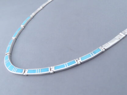 Turquoise Inlay Necklace in Sterling Silver