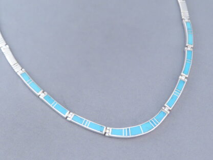 Turquoise Inlay Necklace in Sterling Silver