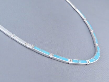 Turquoise Inlay Necklace in Sterling Silver