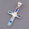 Turquoise and Lapis Inlay Cross Pendant