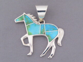 Larger Horse Pendant with Turquoise Inlay