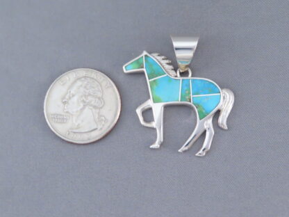 Larger Horse Pendant with Turquoise Inlay