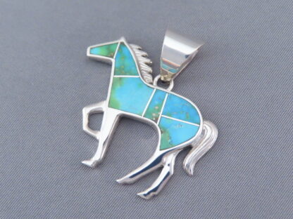 Larger Horse Pendant with Turquoise Inlay