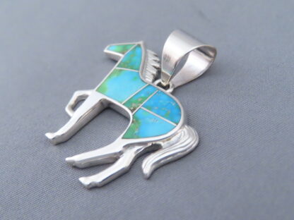 Larger Horse Pendant with Turquoise Inlay