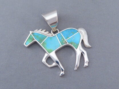 Larger Horse Pendant with Turquoise Inlay
