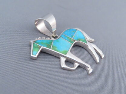 Larger Horse Pendant with Turquoise Inlay