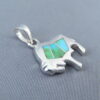 Smaller Buffalo Pendant with Green Turquoise Inlay
