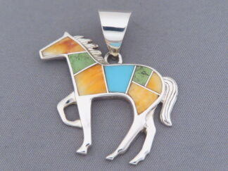 Colorful Multi-Stone Inlay HORSE Pendant (larger)
