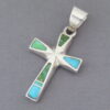 Turquoise Inlay Cross Pendant (with Green Turquoise)