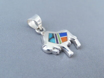 Inlaid Multi-Color Little Buffalo (Bison) Pendant