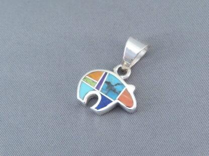 Inlaid Multi-Color Bear Pendant  (small)