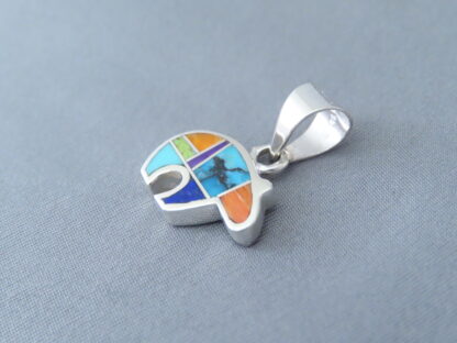 Inlaid Multi-Color Bear Pendant  (small)