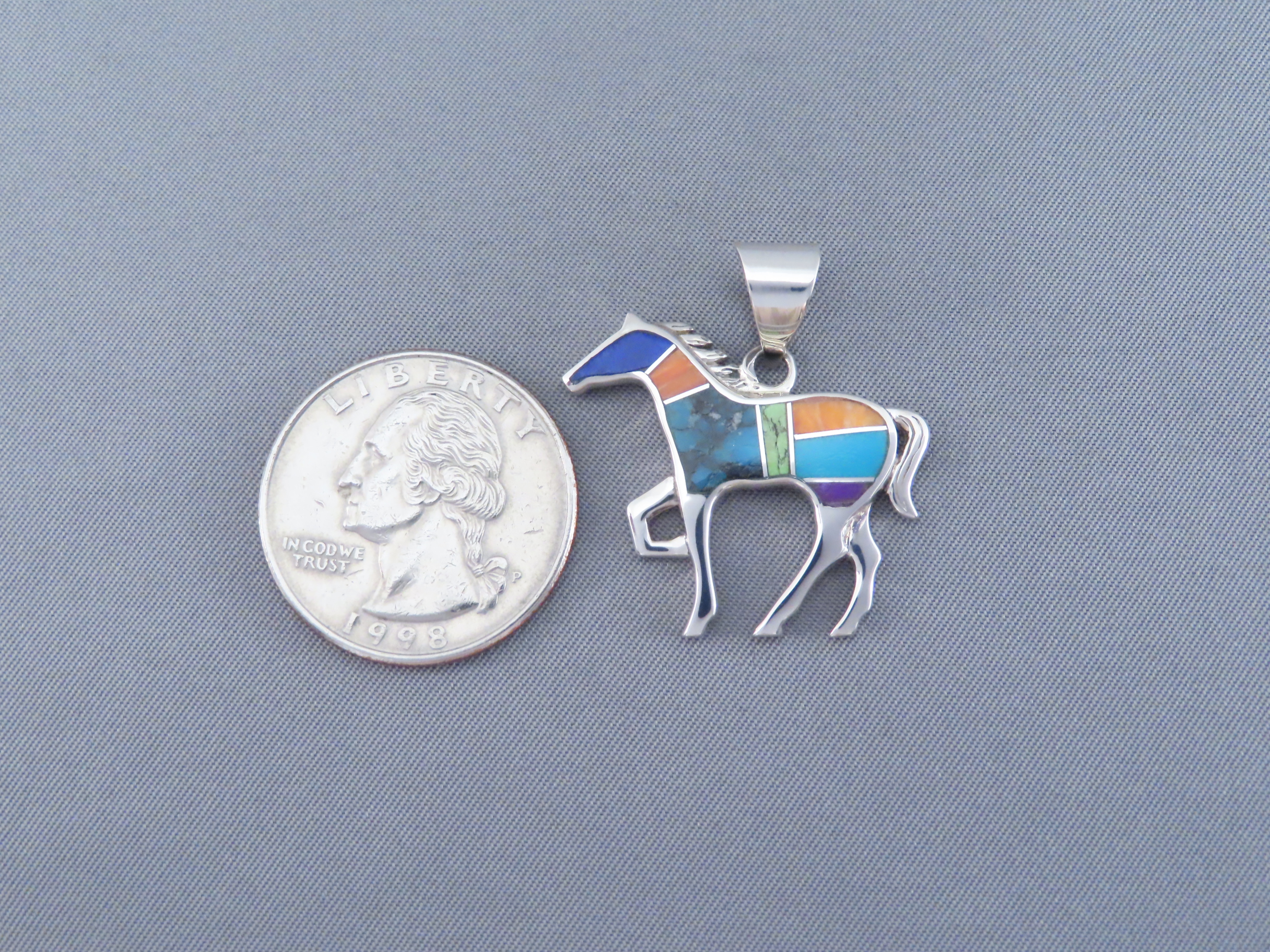 Inlaid Multi-Color Horse Pendant (Medium-Size)